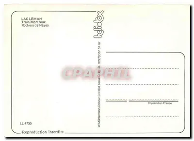 Lago Léman — Trem Montreux — Rochers de Naye — W. Mählemann, CH-1233 Berne — Verso