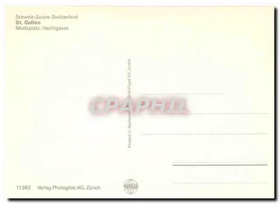 St. Gallen — widok z Placu Rynek i ulicy Hechtgasse — Verlag Photoglob AG, Zurych — Rewers