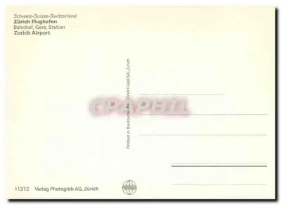 Lotnisko w Zurych — Stacja, Peron — Wydawnictwo Photoglob AG, Zurych — Rewers