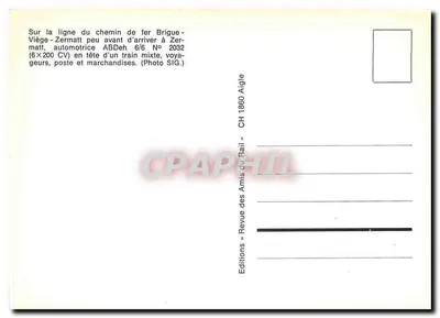 Trem na montanha — Automotriz ABDeh 6/6 n° 2032 — Edições « Revue des Amis du Rail » — Verso