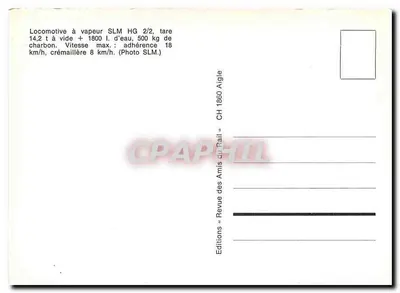 Parowóz SLM HG 2/2 — CH 1860 Aigle — Wydawnictwo «Revue des Amis du Rail» — Rewers