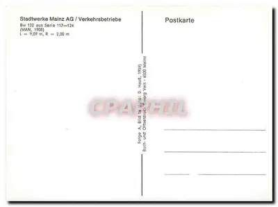 Tramway di Mainz — Bw 122, serie 117-124 — editore Stadtwerke Mainz AG — Verso