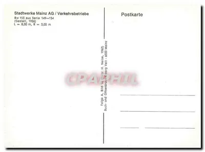 Tramwaj w Mainz — Bw 153, seria 149-154 — wydawca Stadtwerke Mainz AG — Rewers