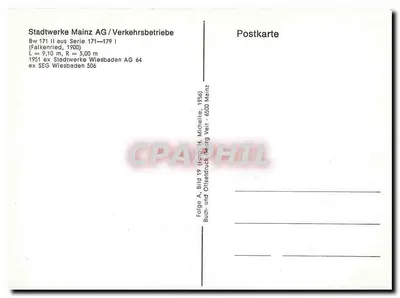 Tramway n°171 — Mainz — editor Stadtwerke Mainz AG — Verso