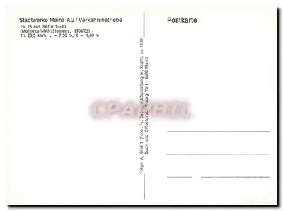 Tramwaj w Mainz — linia 4, przystanek 'Albahnhalte' — wydawca Stadtwerke Mainz AG, seria 1-40 — Rewers