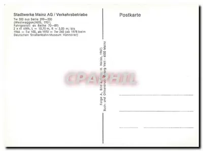 Tramway de Mainz — Tramway Tw 300, série 299-300 — editor Stadtwerke Mainz AG — Verso