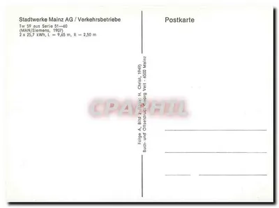 Tramwaj w Mainz — Przewóz elektryczny — Wydawca: Stadtwerke Mainz AG / Verkehrsbetriebe, seria 51-60 — Rewers