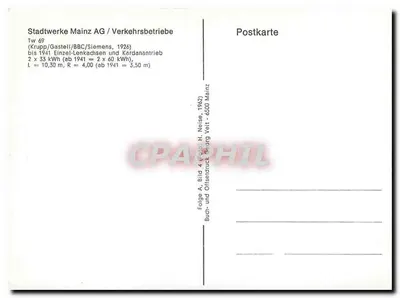 Tramwaj z Mainz — Tw 69 — wydawca Stadtwerke Mainz AG — Rewers