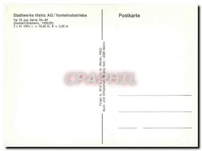 Tramway Tw 72 — série 70-89 — editor Stadtwerke Mainz AG — Verso