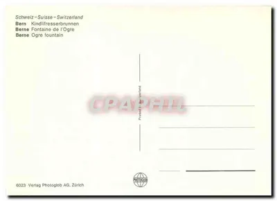 Bern - Fonte do Ogro — 6023, Verlag Photoglob AG, Zürich — Verso