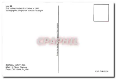 Tramway Linz 44 — Hauptplatz, 1989 — Graham & Sons Ltd, n° SLR 9008 — Verso
