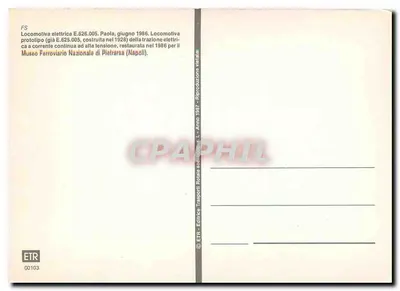 Locomotiva elettrica E.626.005 — Paola, giugno 1986 — ETR, n° 00103 — Verso
