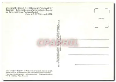 Autorail De Dietrich X-44000 — Besançon - Belfort — editor Éditions du CABRI — Verso