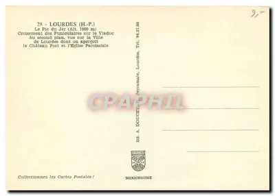 O Pic du Jer (Alt. 1000 m) — Cruzamento dos funiculares no Vladuc — Éd. A. Doucet, Lourdes — Verso