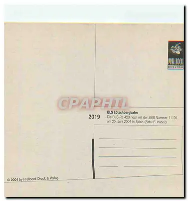 BLS-Re 420 locomotiva 11110 — Spiez — Prellbock Druck & Verlag, série 2019 — Verso