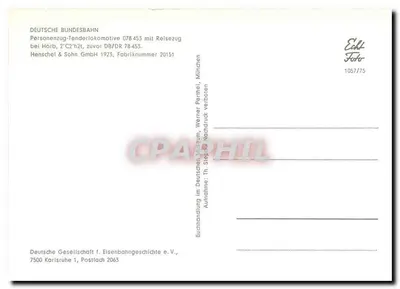Locomotiva 078 453 — Locomotiva de Passageiros-Tender DB — Henschel & Sohn GmbH, München — Verso