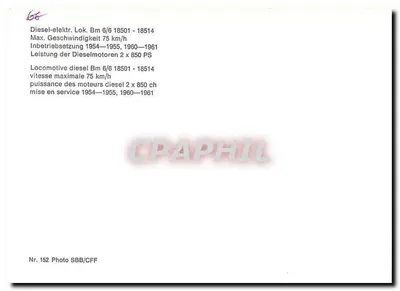Locomotiva diesel Bm 6/6 18514 — SBB-CFF — Nr. 152 — Verso