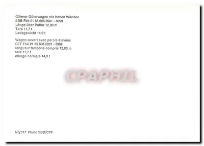Otwarty wagon z wysokimi ścianami — SBB/CFF Fbk 21 85 606 8991 — Nr.317 — Rewers