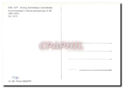 ब्रुनिग - संकरी रेलगाड़ी / संकरी लाइन — पैनोरमिक गाड़ी A 101 — SBB/CFF — पीछे