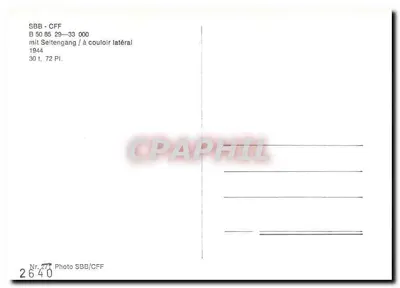 Trem SBB/CFF — B 50 85 29-33 000 — com corredor lateral — 1944 — Verso