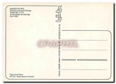 Tramway em Carouge — Motrice protótipo Düwag-ACMV Be 7/6 741 — Editor JAEGER, n° 57/21.42 — Verso