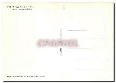 Bretaye, Os Bouquetins — (e a cabana militar) — Marcel Rouge, Editora, Lausanne — Verso
