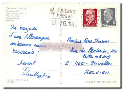 Stacja centralna w Lipsku — widok miasta — VEB Farbfoto Kühn, Lipsk — Rewers