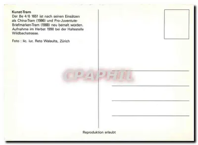Tramway Be 4/6 1651 — Art Tram — Zúrich — Reverso