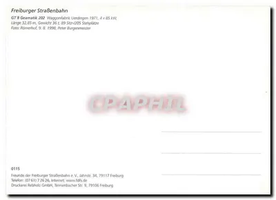 Tramway GT 8 Geamatik 202 — Freiburg — n° 0115 — Verso