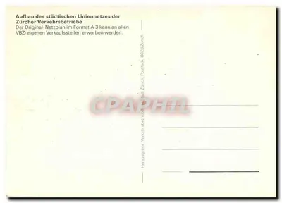 Rede de transportes urbanos de Zurique — Verkehrsnetz Zürich (VBZ) — editor VBZ, n° de série 8023 — Verso