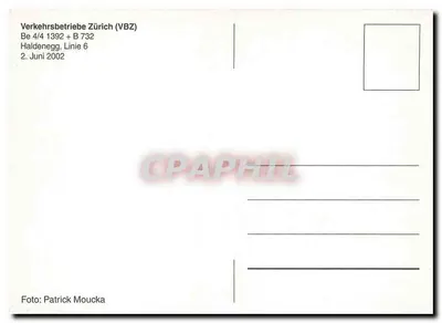 Tramway linha 6 em Haldenegg — Zurique — Verkehrs betriebe Zürich (VBZ) — Verso