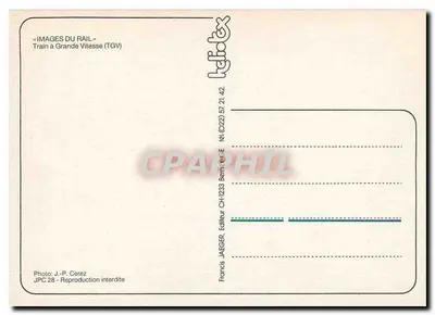 Paris - Genève Lausanne — TGV — Editor Jaeger, n° JPC 28 — Verso