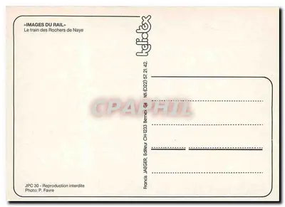 Treno dei Rochers de Naye — Montagne alpine — editore JAEGER, n. JPC 30 — Verso
