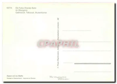 Pociąg Furka-Oberalp-Bahn — zasne góry — Foto Klopfenstein, nr 43714 — Rewers