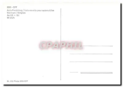 Trem de transferência para automóveis — Gotthard / Simplon — SBB-CFF Foto Nr. 213 — Verso