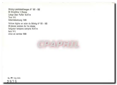 Lichte wagen Brünig A⁴ 181 — SBB — n° 2976 — Achterkant