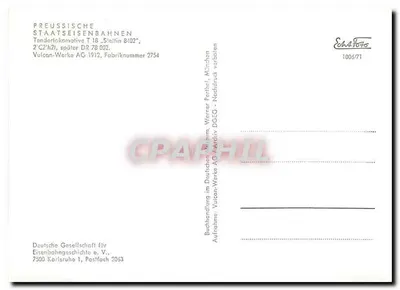 Lokomotywa z zapasowym paliwem Pruska — T 18, DR 78 002 — Vulcan-Werke A.-G., Hamburg und Stettin — Rewers