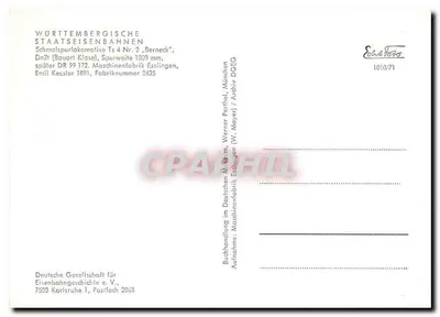 Locomotiva de via estreita — Wurtembergische Staatseisenbahnen, tipo Ts 4 'Berneck' — Verso