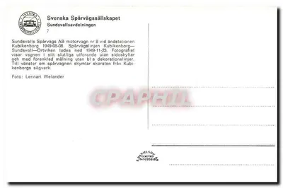 Sundsvalls Spårväg AB veículo motorizado nr 8 — estação Kubikenborg — editor Svenska Spårvägssällskapet — Verso