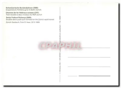 Pociąg dwupiętrowy SBB — S-Bahn Zurych — Minirex AG, n° CH-6002 — Rewers