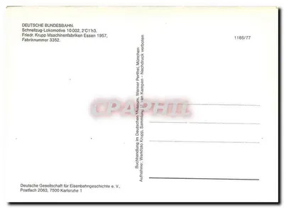 Schnellzug-Lokomotive 10002, 2'C1'h3 — Deutsche Bundesbahn — édition Deutsche Gesellschaft für Eisenbahngeschichte e.V. — Verso