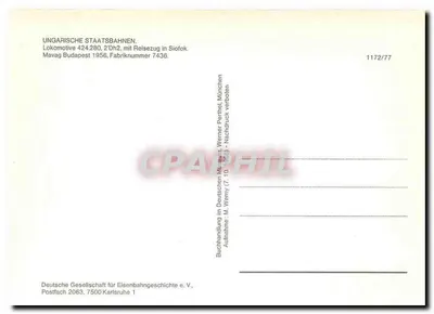Lokomotywa 424.280 — 2'Dh2, pociąg turystyczny w Siofok — Deutsche Gesellschaft für Eisenbahngeschichte e.V., 1172/77 — Rewers