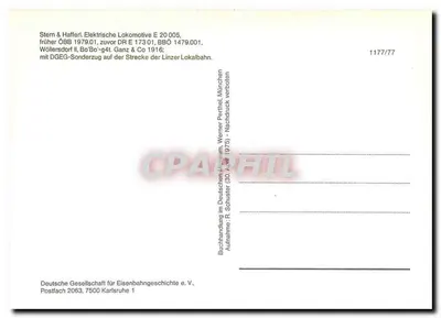Lokomotiva Stern & Hafferl E 20 005 — antiga DR E 173 01, no trajeto Linzer Lokalbahn — edição Deutsche Gesellschaft für Eisenbahngeschichte e.V. — Verso