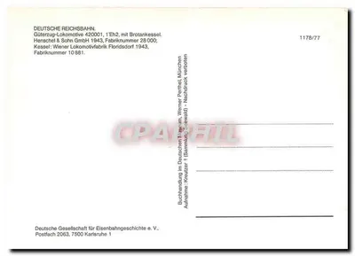 Lokomotiva 42 0001 — Lokomotiva de carga 1Eh2 — Deutsche Reichsbahn — Verso