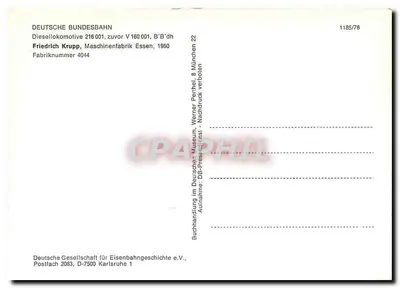 Diesel lokomotywa 216 001-8 — Deutsche Bundesbahn — DB Press Service — Rewers