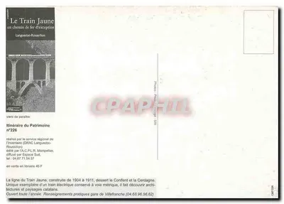 Pociąg Żółty — Linia Pociągu Żółtego, Languedoc-Roussillon — wydane przez A.C.P.L.R. Montpellier — Rewers
