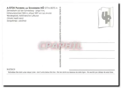 Zahnradbahn Puchberg am Schneeberg — wydawca Verlag Fasch-Zeile, nr 2734/15 — Rewers