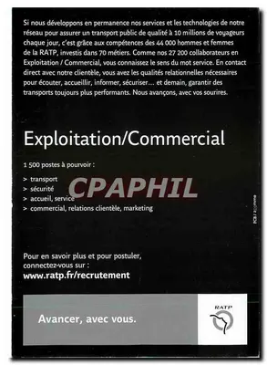 Publicidade RATP — Avançar, com você. — RATP — Verso