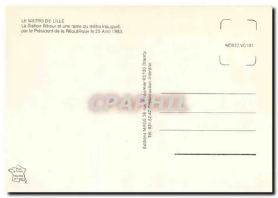 Metrô de Lille — Estação Rihour — Éditions France en France — Verso