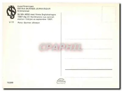 Estação de Karlshamn — SJ S6t 4032 e 1067-tåg — editor Östra Skånes Järnvägar, n° V 77 — Verso
